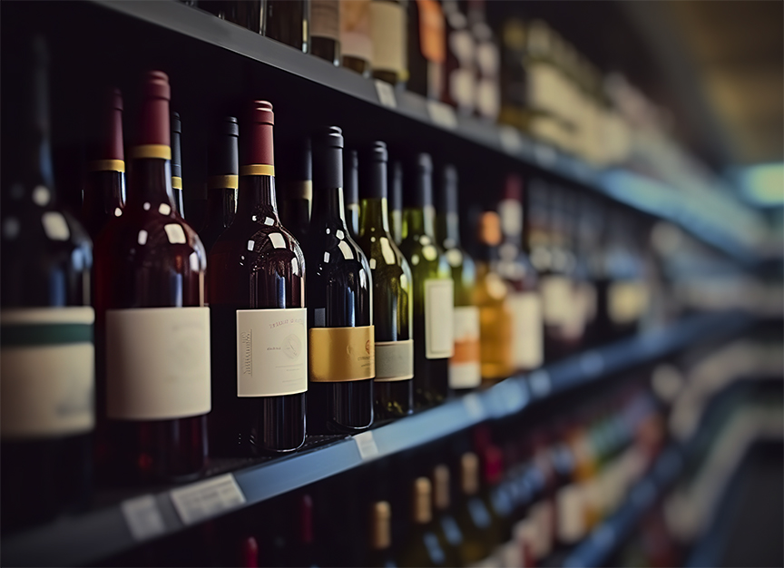 Abstract blur wine bottles